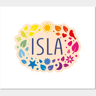 Isla name with colorful leaves Posters and Art